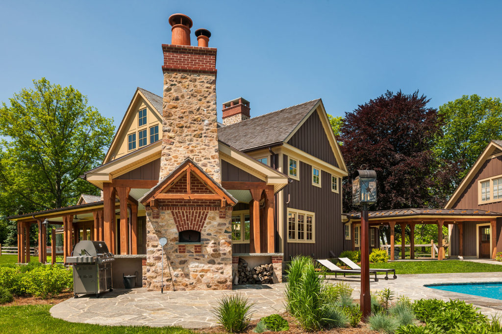 outdoor pizza oven and grill in outdoor space design