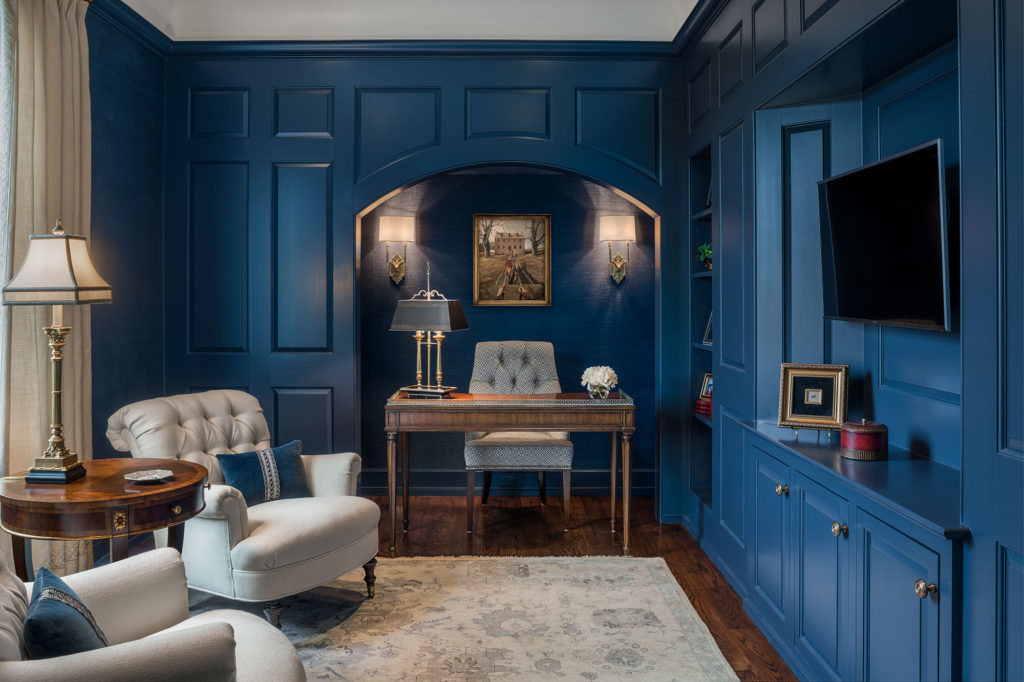 blue walls in home office