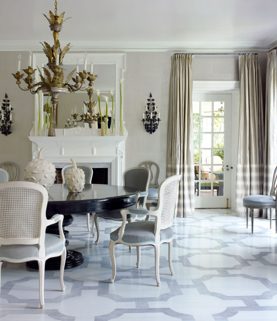 dining room in gray and tan