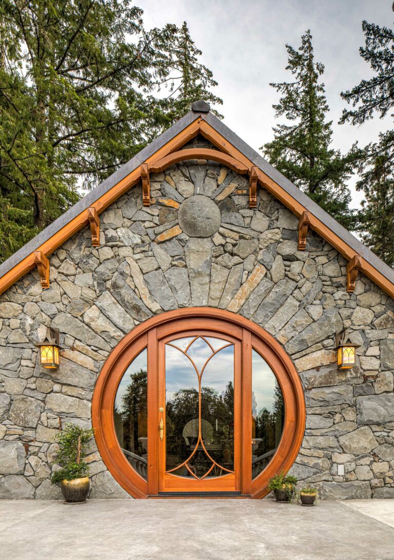 hobbit house custom door and rear elevation