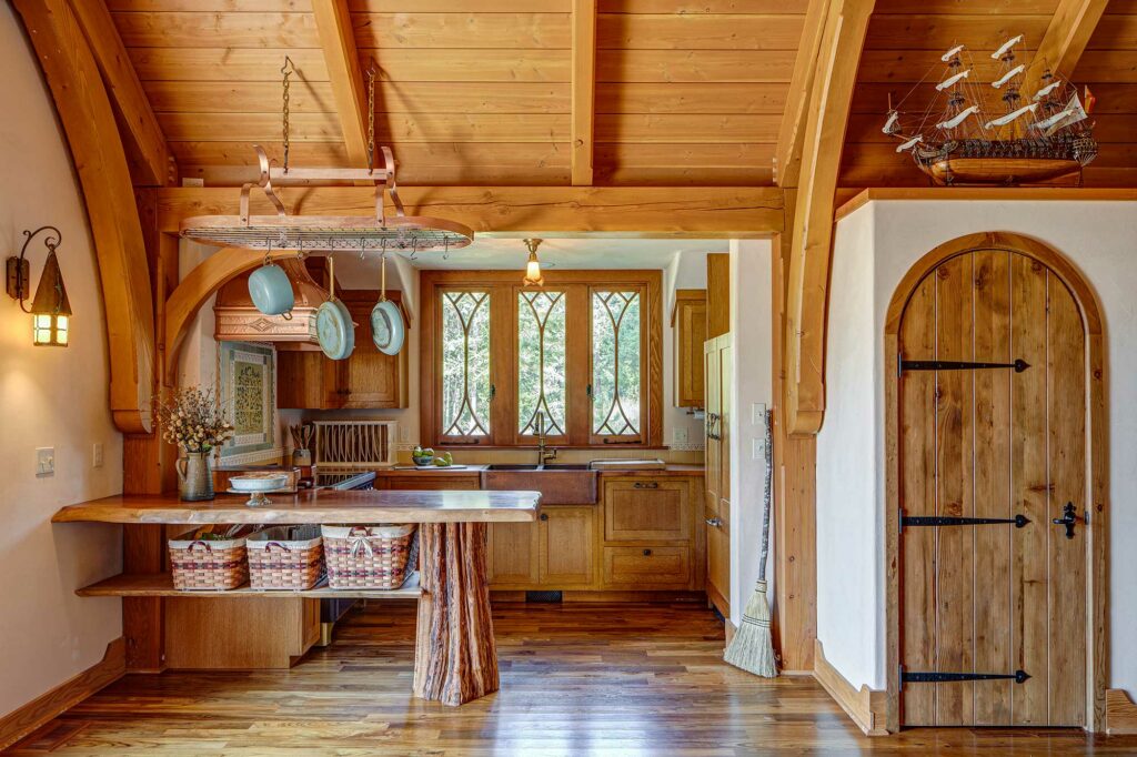 hobbit house kitchen and custom door