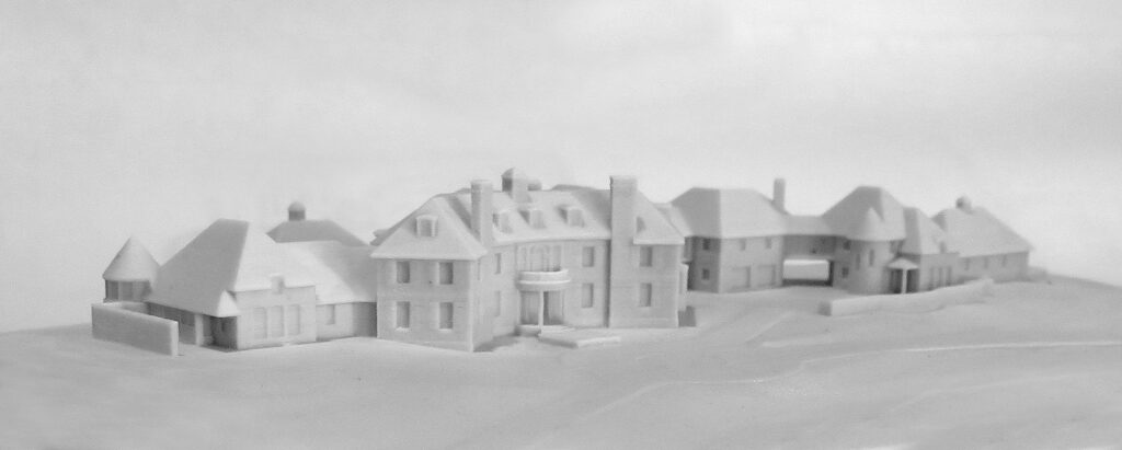 A 3-D small scale physical model of a new home fabricated with a 3D printer.