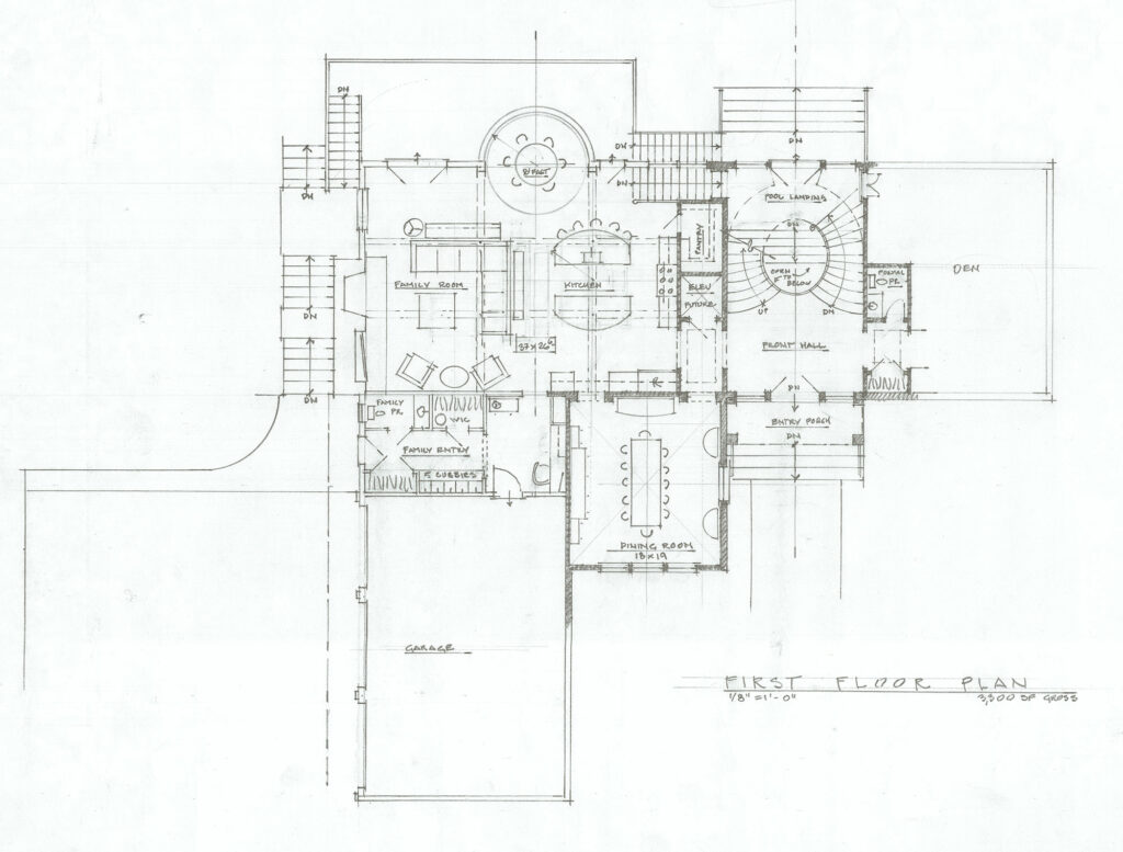 Hand-drafted Floor Plan drawing of the house.