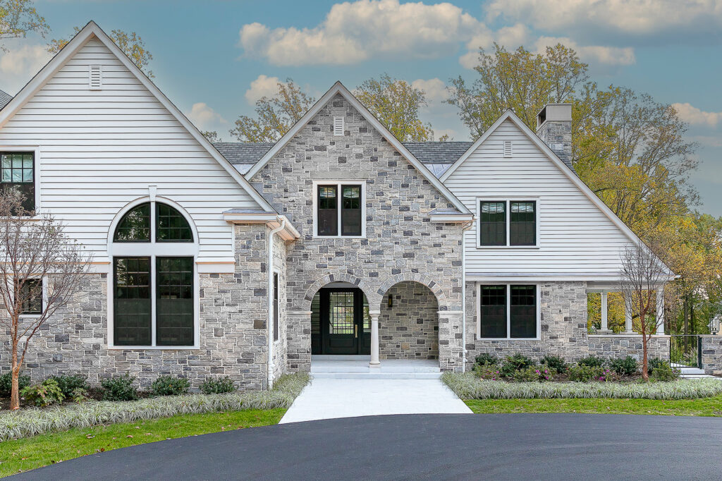 new stone and wood sided home in Fort Washington, Pennsylvania