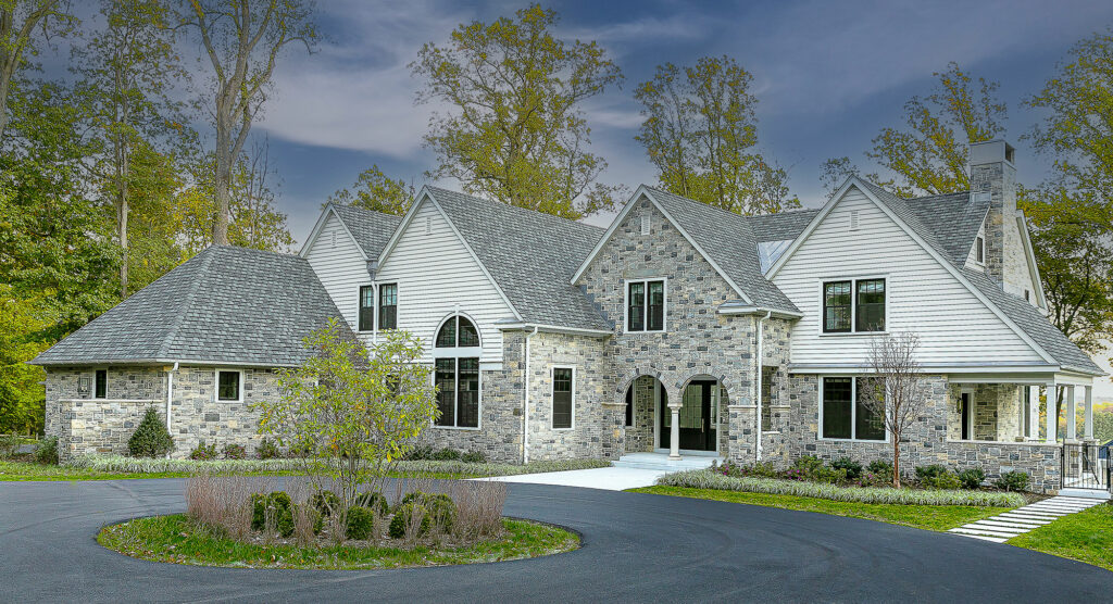 new stone and wood sided home in Fort Washington, Pennsylvania
