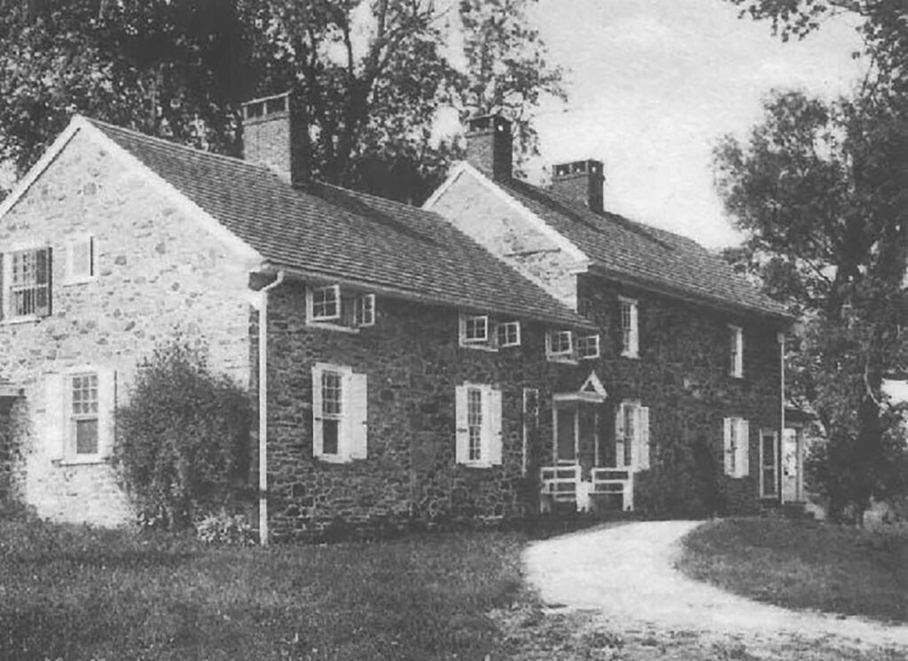 historic photo of front elevation of Dower House in West Chester Pennsylvania