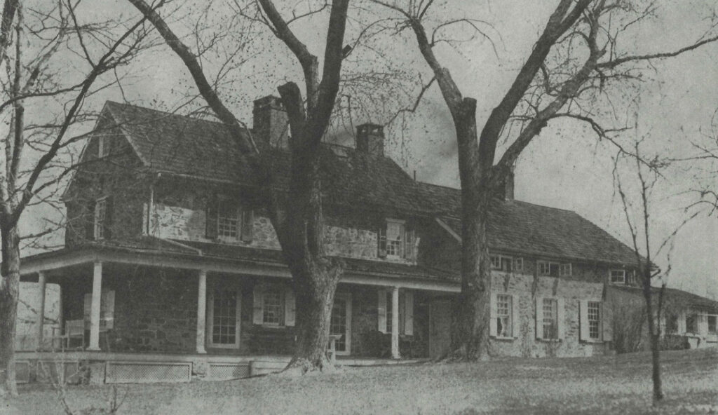 historic photo of rear elevation with porch of Dower House in West Chester Pennsylvania