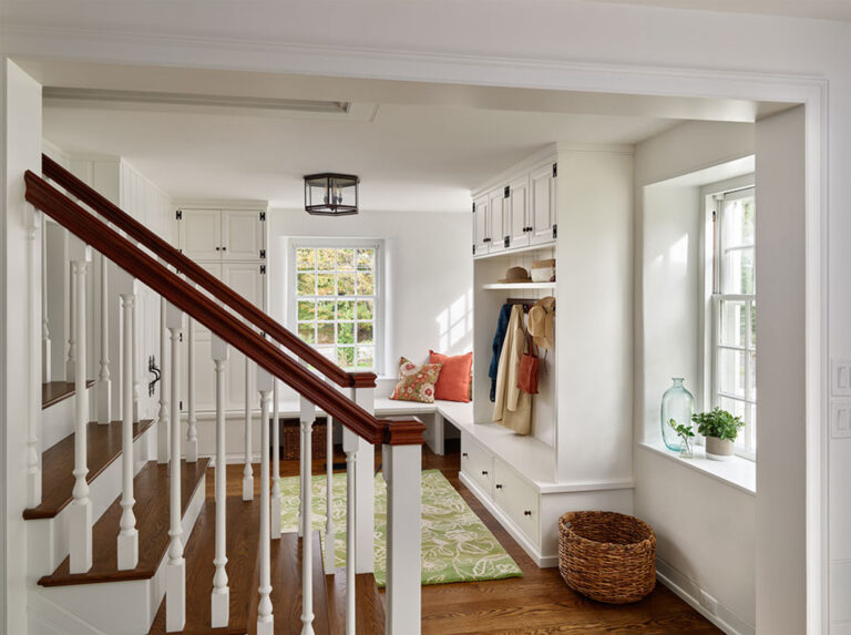 new family entry, stair and mudroom promote contemporary living in addition to historic Dower House in West Chester Pennsylvania