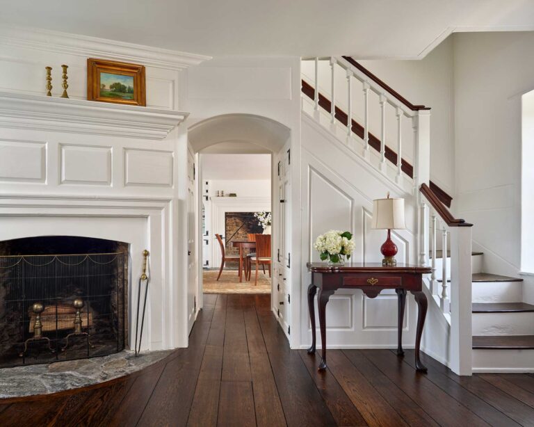 view to the dining room from the living room of Dower House