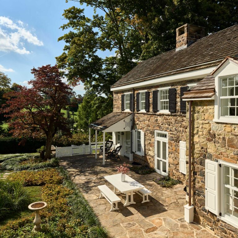 view back to the existing Dower House from the second story of the new addition