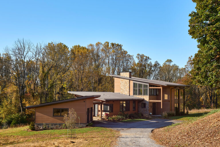 a modern home design seen on approach