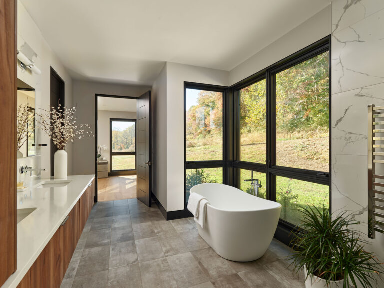 primary suite bathroom in modern home